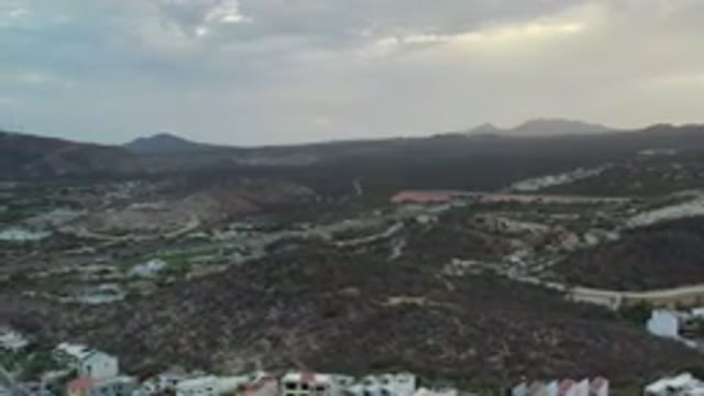 LOS CABOS MEXICO-2020: Far Top Side View Of A Beautiful Mountain And City Near