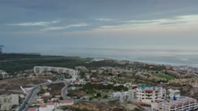 LOS CABOS MEXICO-2020: Small Town Seen From Above In A Clean And Beautiful Sky