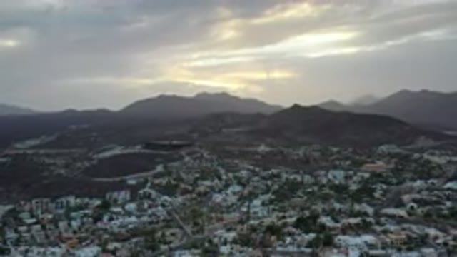 LOS CABOS MEXICO-2020: Warm Late Afternoon City View with Mountain Skyline