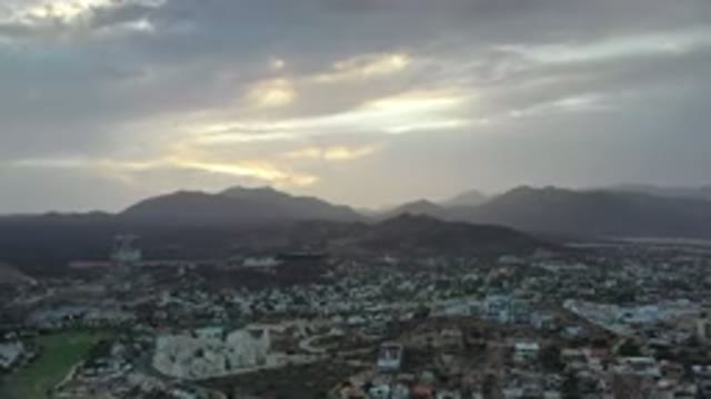 LOS CABOS MEXICO-2020: The Nice Town Near The Mountain Background With Sunset At