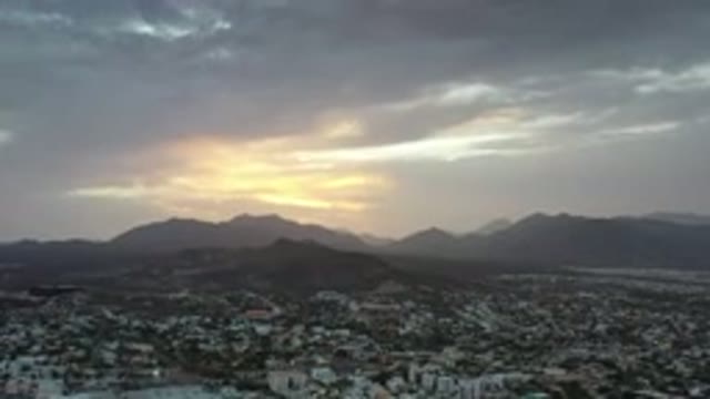 LOS CABOS MEXICO-2020: Approaching A Mountainside At Sunset Among A Variety Of