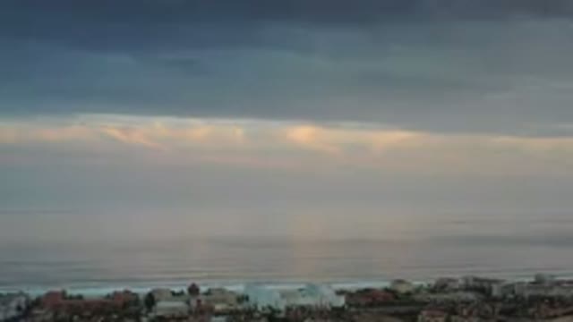 LOS CABOS MEXICO-2020: Sunset Over A Beachfront Property As The Ocean Waves Roll
