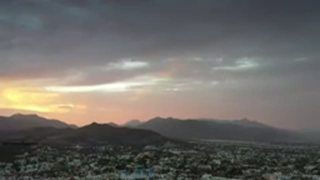 LOS CABOS MEXICO-2020: The Pleasant View Of The Mountains With Sunset At The