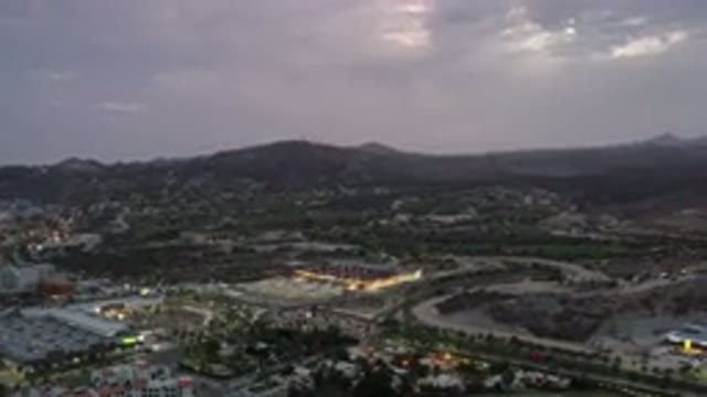 LOS CABOS MEXICO-2020: Roaming Shot Of Mountainous Resort Area During The Evening