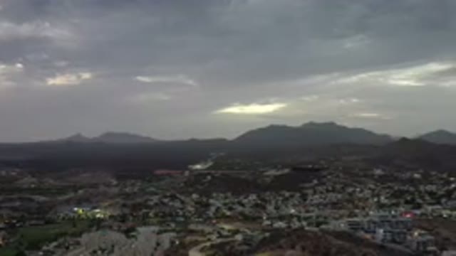 LOS CABOS MEXICO-2020: Cloudy Mountains Overlooking A City