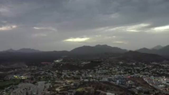 LOS CABOS MEXICO-2020: Dark Clouds Cover The Beautiful Sky As It Goes Over The