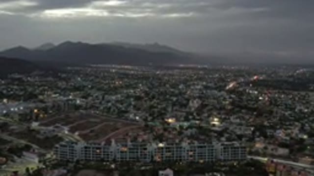 LOS CABOS MEXICO-2020: A Slowly Moving Birds-Eye View Of A Large City