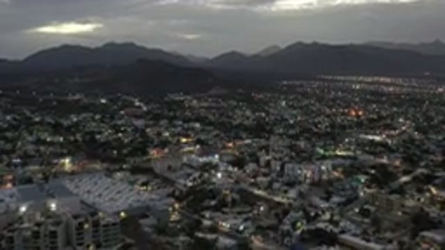LOS CABOS MEXICO-2020: A Wide and Scattered View of Lighted Buildings and Mountains