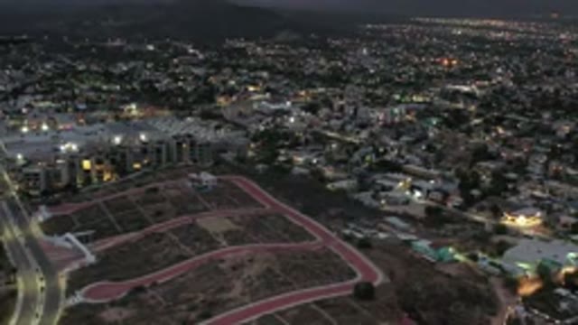 LOS CABOS MEXICO-2020: Lights On Outside Buildings And Roadways Of City