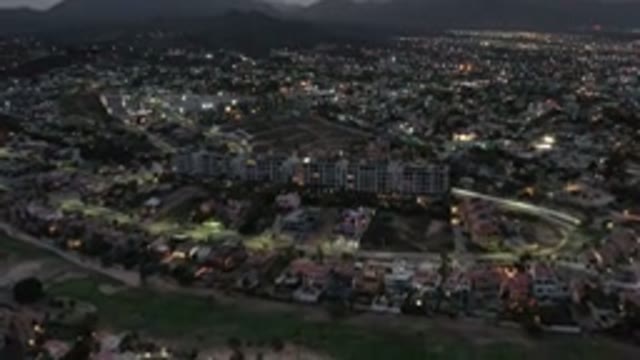 LOS CABOS MEXICO-2020: Aerial View From A Neighborhood During The Night