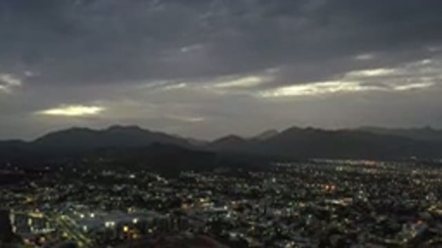 LOS CABOS MEXICO-2020: The City Glowing In The Night With Huge Mountains In Its