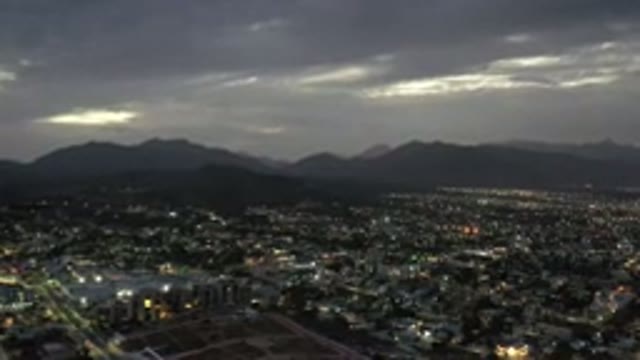 LOS CABOS MEXICO-2020: Aerial Footage Of A City During A Cloudy Dusk By