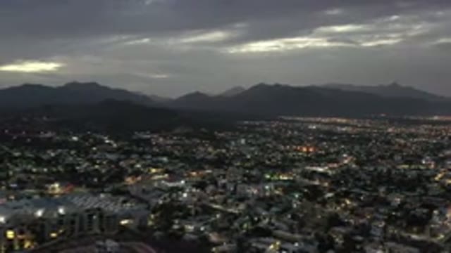 LOS CABOS MEXICO-2020: Aerial Footage of Gray Clouds Darkening Distant Mountains