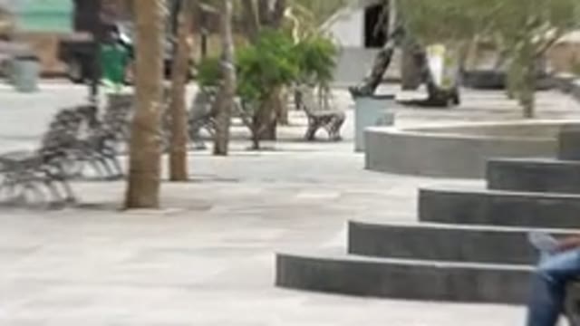 LOS CABOS MEXICO-2020: Zoomed View Of A City Square With Bench And Trash Can