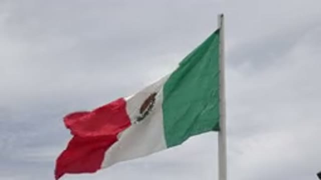 LOS CABOS MEXICO-2020: Red White And Green Flag Waves In The Blowing Wind On A