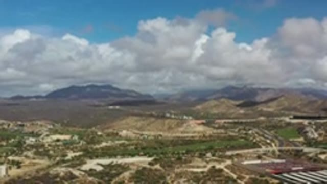 LOS CABOS MEXICO-2020: Birds' Eye View Of Dry Land Ridge Lines Mountains In The