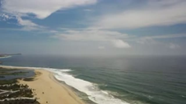 LOS CABOS MEXICO-2020: Aerial View Of A Sandy Coastline On A Calm Day With