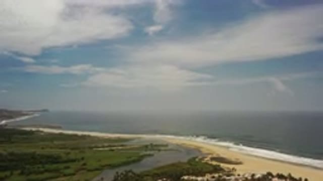 LOS CABOS MEXICO-2020: Aerial View Of Green Space And Sandy Beach Along Ocean