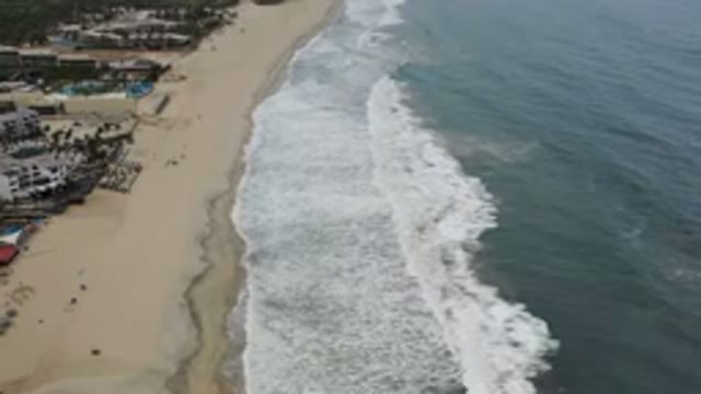 LOS CABOS MEXICO-2020: Long View Of City And Holiday Beach Where Water Touches