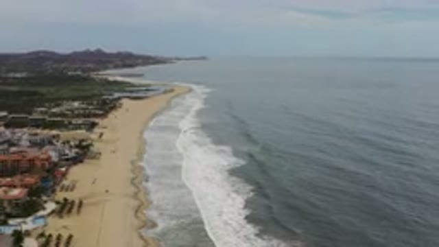 LOS CABOS MEXICO-2020: Aerial View Of Beautiful Vacation Houses And The Ocean In