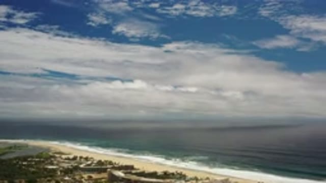 LOS CABOS MEXICO-2020: Panoramic View of Beachside Showing Sea Meeting the Sky
