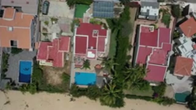LOS CABOS MEXICO-2020: Birds Eye View Of Seaside Community With Swimming Pools