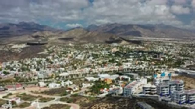 LOS CABOS MEXICO-2020: Drone Captures Cloudy Mountain View Near City
