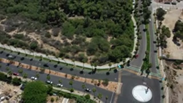 LOS CABOS MEXICO-2020: An Aerial View Of Two Roads Leading To A Roundabout