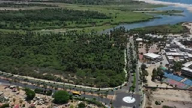 LOS CABOS MEXICO-2020: City Intersection Near A Canal And Beach With Greenery