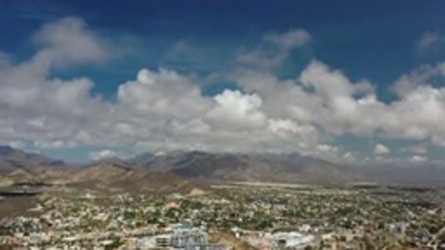 LOS CABOS MEXICO-2020: Mountain Video Looking Over A Big Beautiful City With