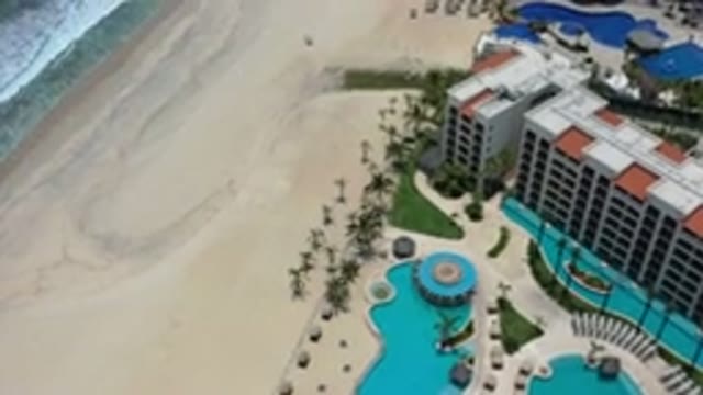 LOS CABOS MEXICO-2020: Sea Meeting The Coast Surrounded By A Small Town With