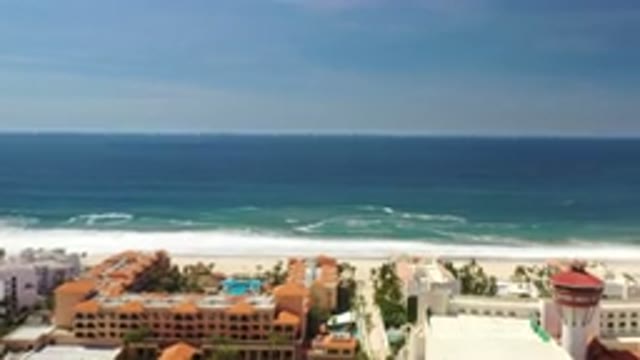 LOS CABOS MEXICO-2020: Aerial Footage Of A Camera Passing Over A Large City And