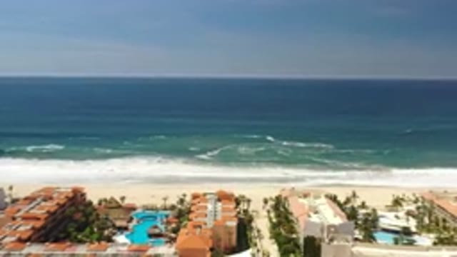 LOS CABOS MEXICO-2020: Aerial View Of Homes Overlooking The Beach With Calm