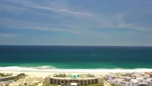 LOS CABOS MEXICO-2020: Drone Sky Shot Of A Beach City Next To The Horizon Of The