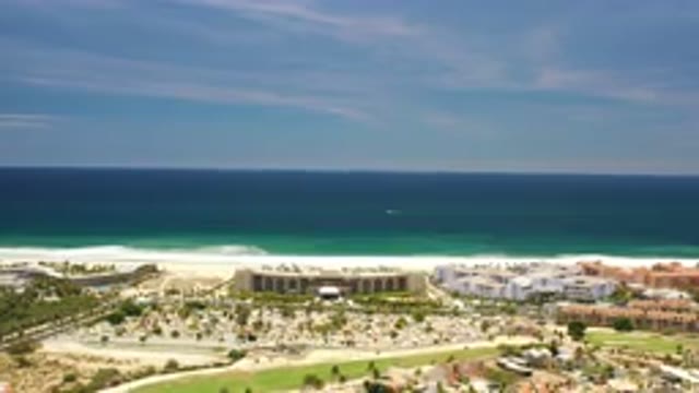LOS CABOS MEXICO-2020: A Coastal Scene With Ocean Waves and Palm Trees