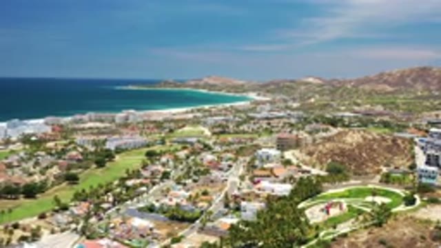 LOS CABOS MEXICO-2020: Incoming Air View Of Coastal Mountain Town