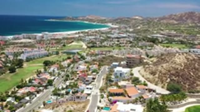LOS CABOS MEXICO-2020: Drone Shot Of A Modern-Looking Coastal Town