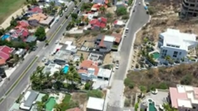 LOS CABOS MEXICO-2020: Aerial Drone View Over Houses On A Clear Day