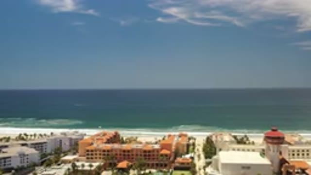 LOS CABOS MEXICO-2020: Large Aerial View Of A City As The Camera Pans Over The