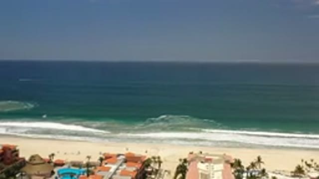 LOS CABOS MEXICO-2020: Top View Of Beach Resorts With Swimming Pool Near