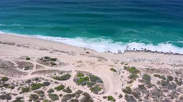 LOS CABOS MEXICO-2020: Top View Of A Sea With Crystal Green Waters And Rocks