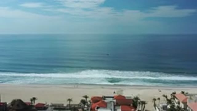 LOS CABOS MEXICO-2020: Zooming Into Ocean Waves From Beach Resort
