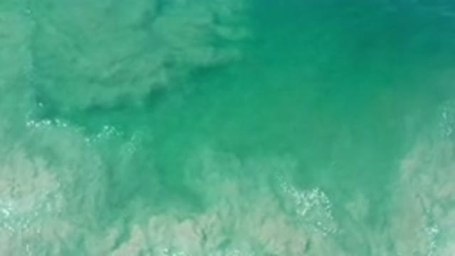 LOS CABOS MEXICO-2020: Beautiful Green Water With Gentle Waves Pushing Towards A Sandy Shore