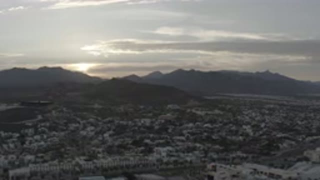 LOS CABOS MEXICO-2020: Desert Landscape During The Evening With Mountain Range