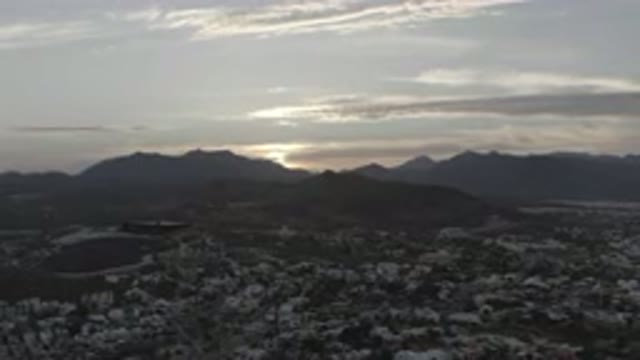 LOS CABOS MEXICO-2020: Aerial Footage Of A Large Town With A Giant Mountain In