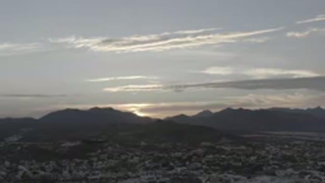 LOS CABOS MEXICO-2020: Smoky Sunset Cloudy Mountain Overlook View Populous
