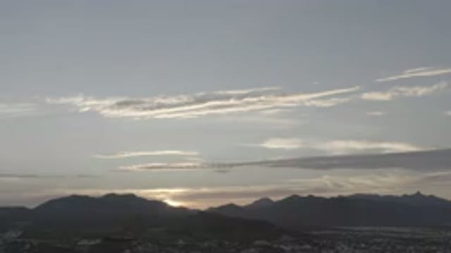 LOS CABOS MEXICO-2020: Skyline Sunset With Clouds Over Mountains Scenic View