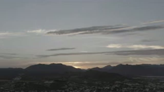 LOS CABOS MEXICO-2020: Beautiful View Of Sunset Behind The Mountains And Blue