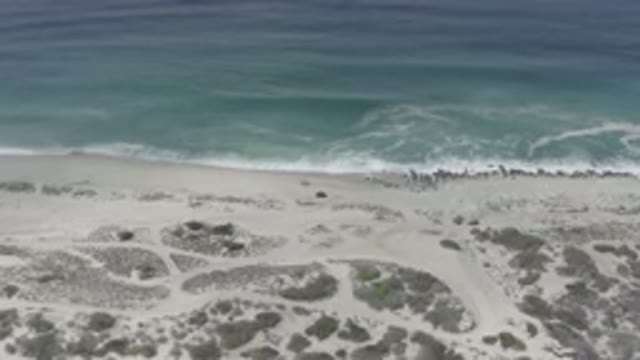 LOS CABOS MEXICO-2020: Barren Beach With Flat Sand Dunes And A Clear Blue Ocean