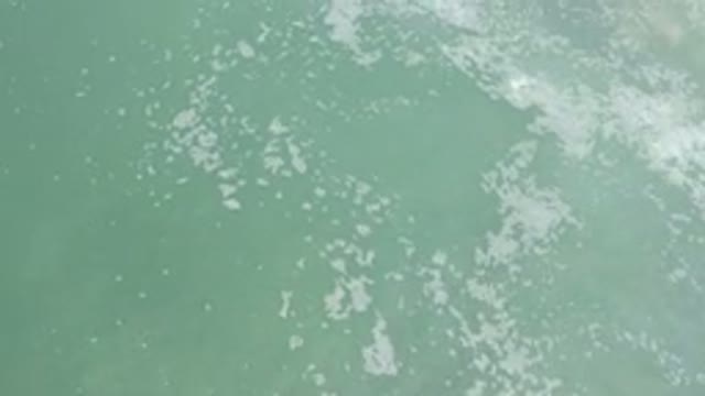 LOS CABOS MEXICO-2020: White Surf Foam Backlashes As Green Water Moves With The Waves